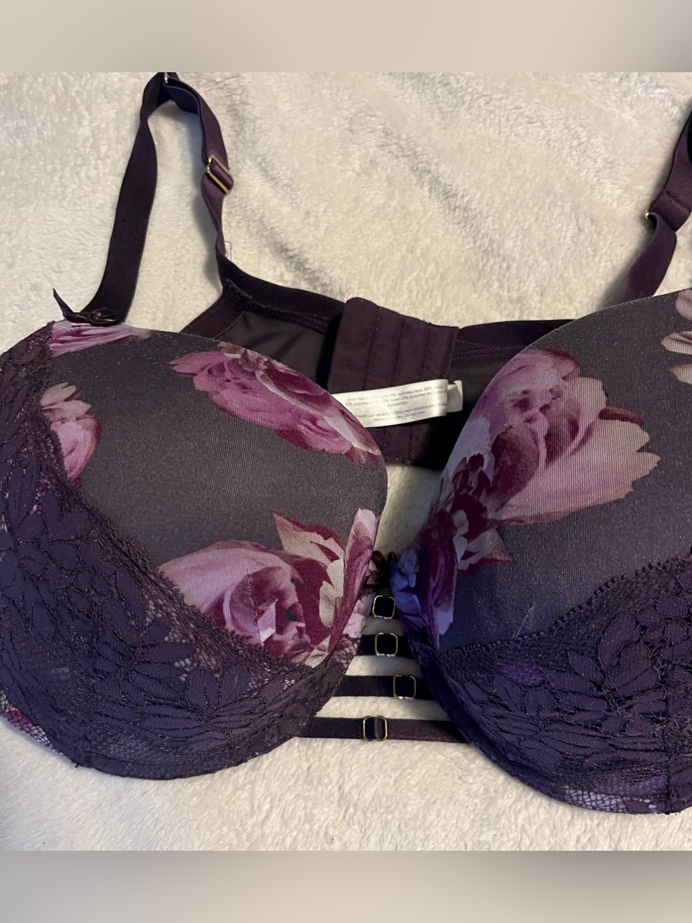 Cacique Boost balconette Purple Floral Lace Bra